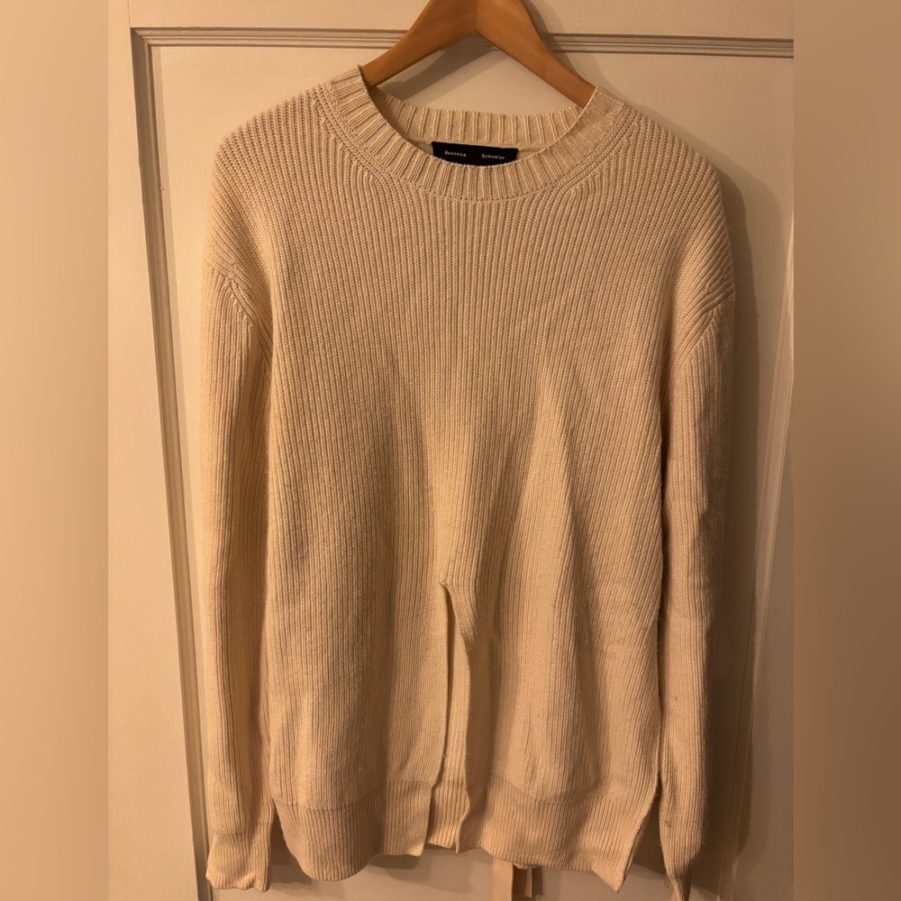 Women’s Proenza Schouler ribbed cream sweater size small. Merino/silk/cashmere.